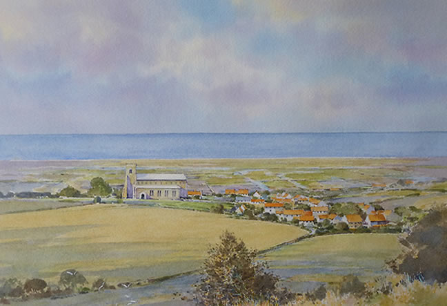 Salthouse from the Heath watercolour by Brian C. Day